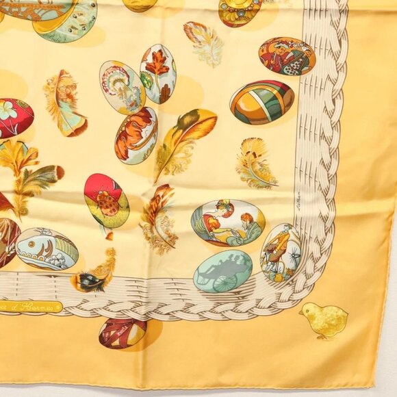 HERMES Carre 90 Scarf ""COUVEE D'HERMES"" Silk Yellow Auth 139210 - Picture 7 of 14